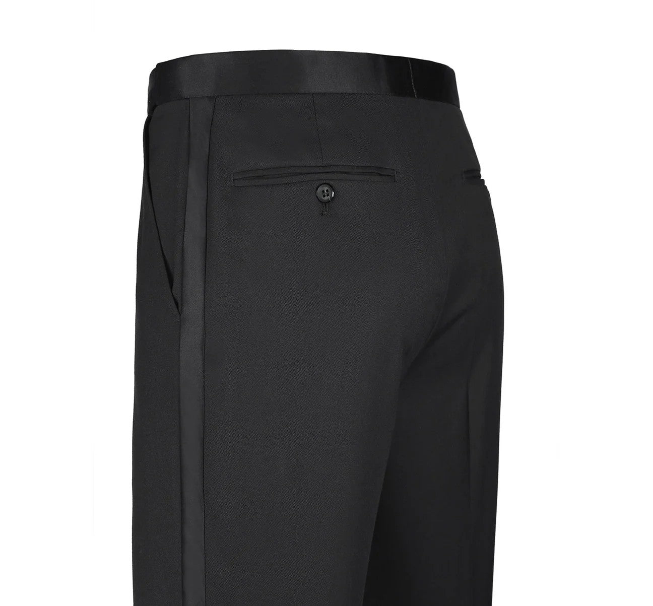 Renoir Mens Tuxedo 508-1-BLK ( Satin Notched Lapel 2-Piece 100% Wool Tuxedo )