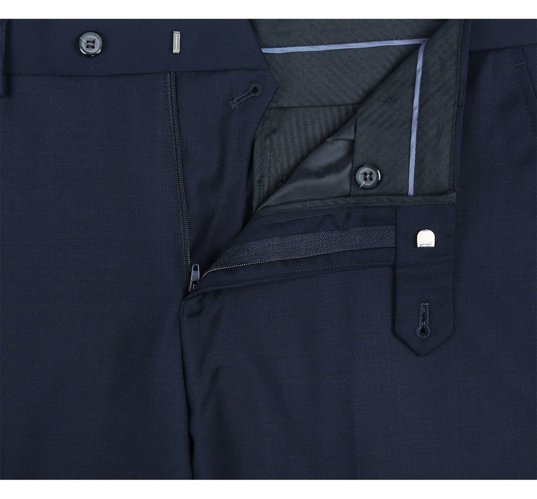 Renoir Mens Pant 508-19-BLUE ( Regular Fit Flat Front Wool Suit Pant )