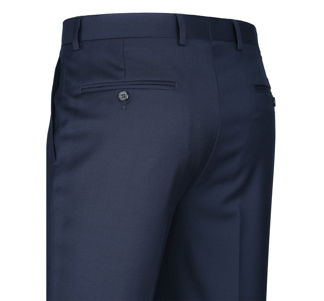 Renoir Mens Pant 508-19-BLUE ( Regular Fit Flat Front Wool Suit Pant )