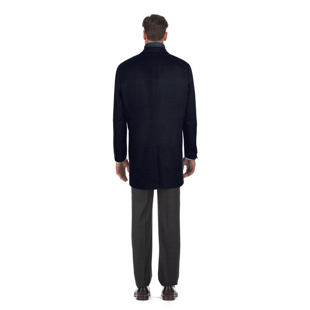 English Laundry Mens Coat EL53-55-495-GRY-BLUE ( Wool Blend Breasted Gray Blue Top Coat BIB )
