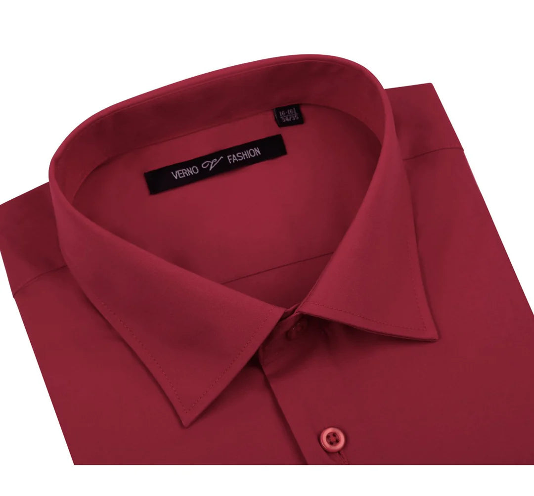Renoir Mens Shirts TC626-BRI-RED ( Classic Fit Long Sleeve Spread Collar Dress Shirt )