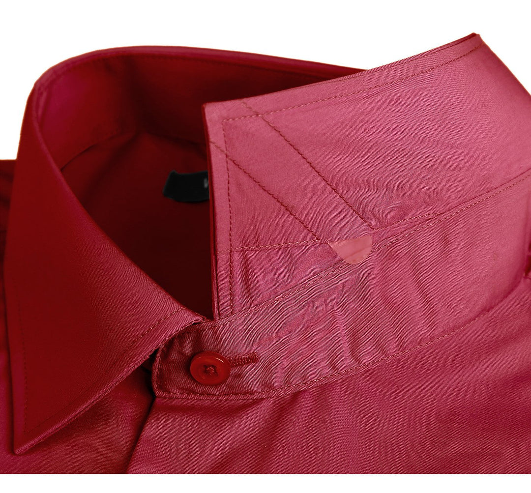 Renoir Mens Shirts TC626-BRI-RED ( Classic Fit Long Sleeve Spread Collar Dress Shirt )