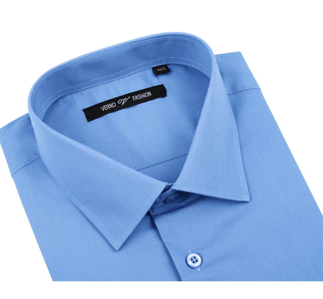 Renoir Mens Shirt TC627-LB ( Classic Fit Long Sleeve Spread Collar Dress Shirt )