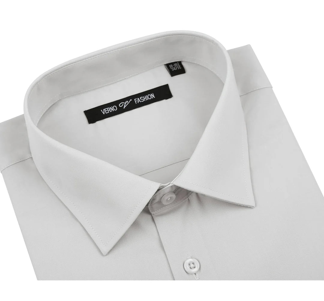 Renoir Mens Shirts TC629-GRY ( Classic Fit Long Sleeve Spread Collar Dress Shirt )