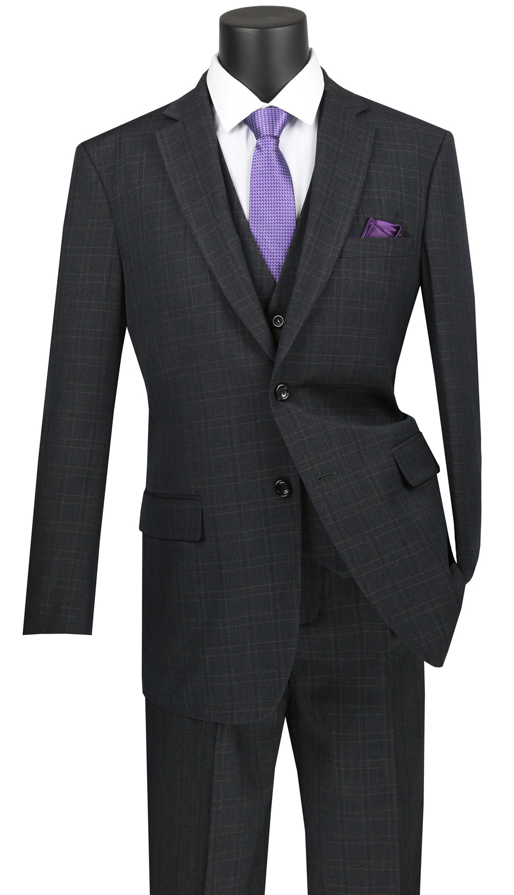 Vinci V2RW-15-BK Mens Suit