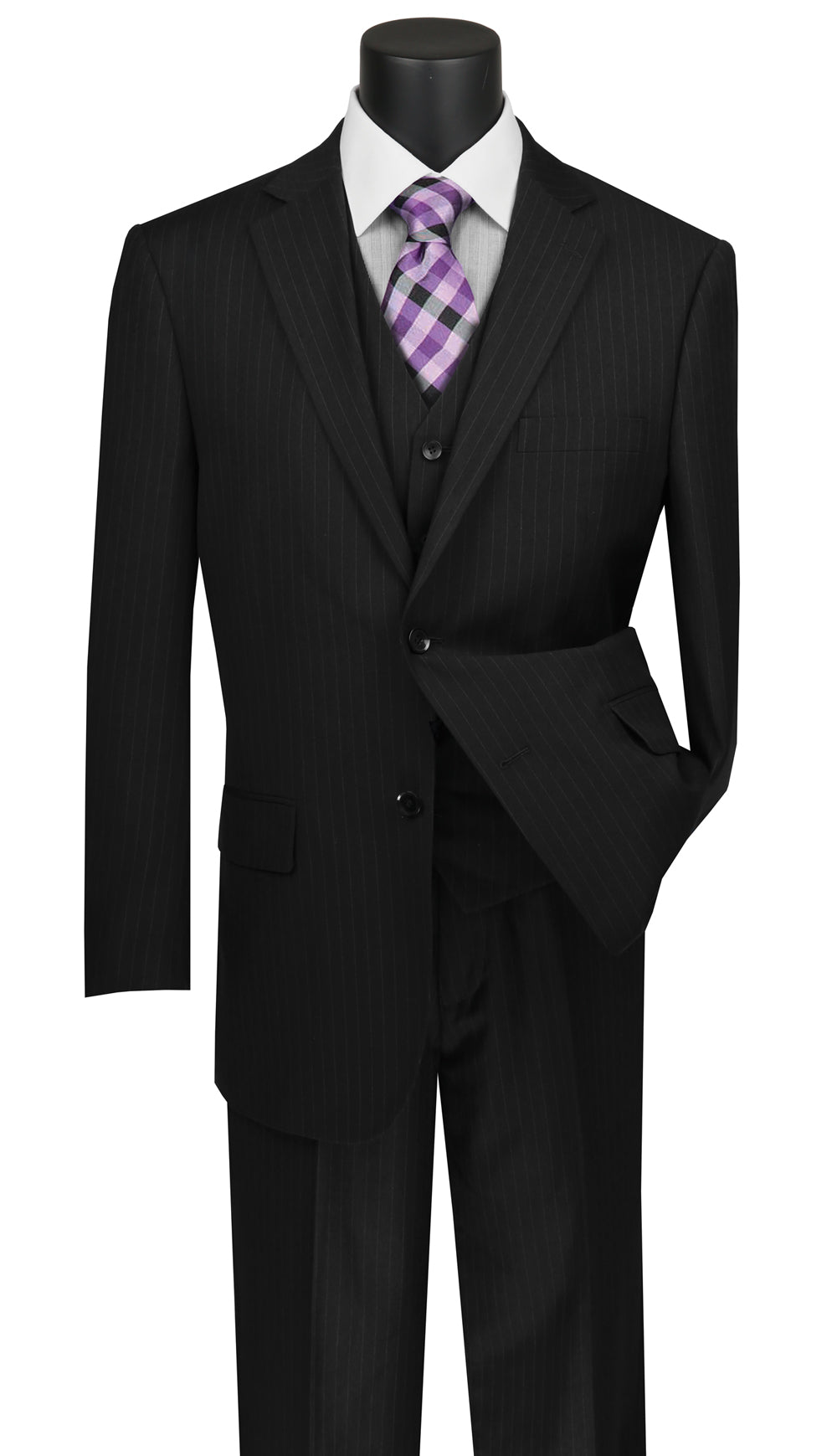 Vinci V2RS-7-BK Mens Suit