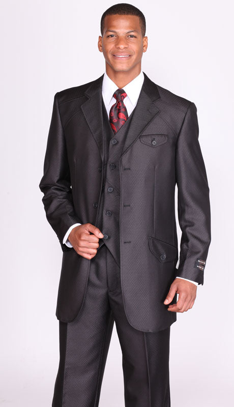 Milano Moda 5904V-BK Mens Suit