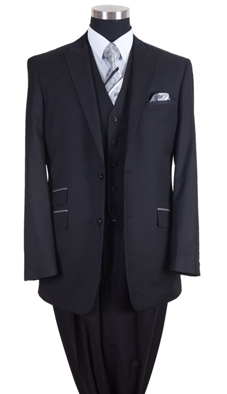Milano Moda 57023-BLK Mens Suit