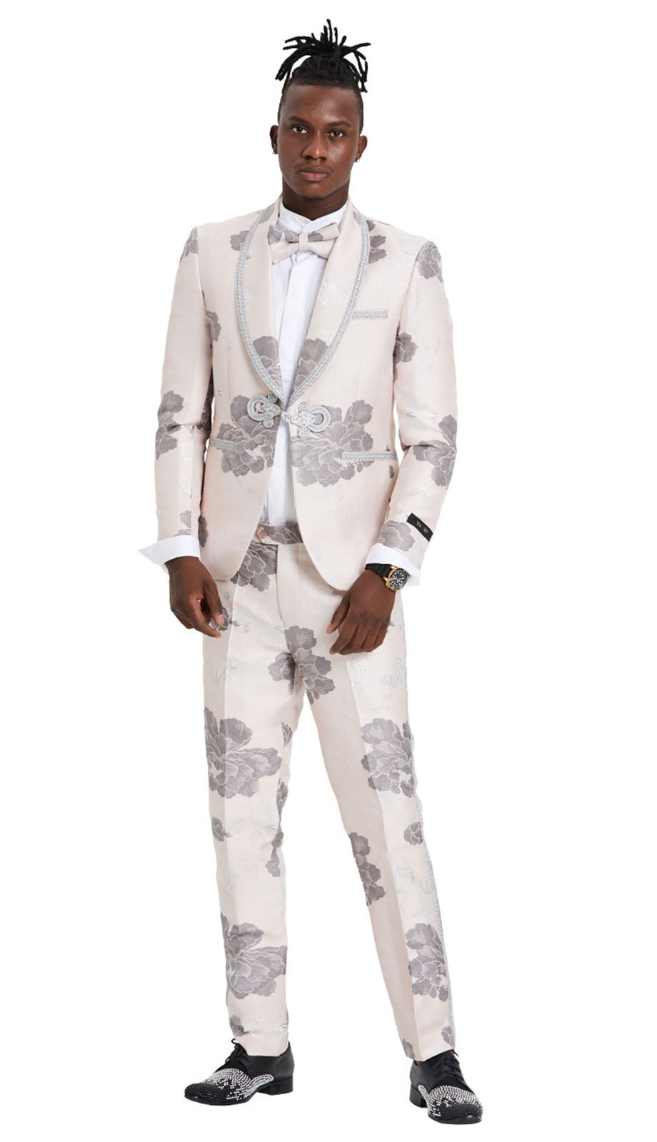 Tazzio M386SK BLUSH / SILVER Mens Suit