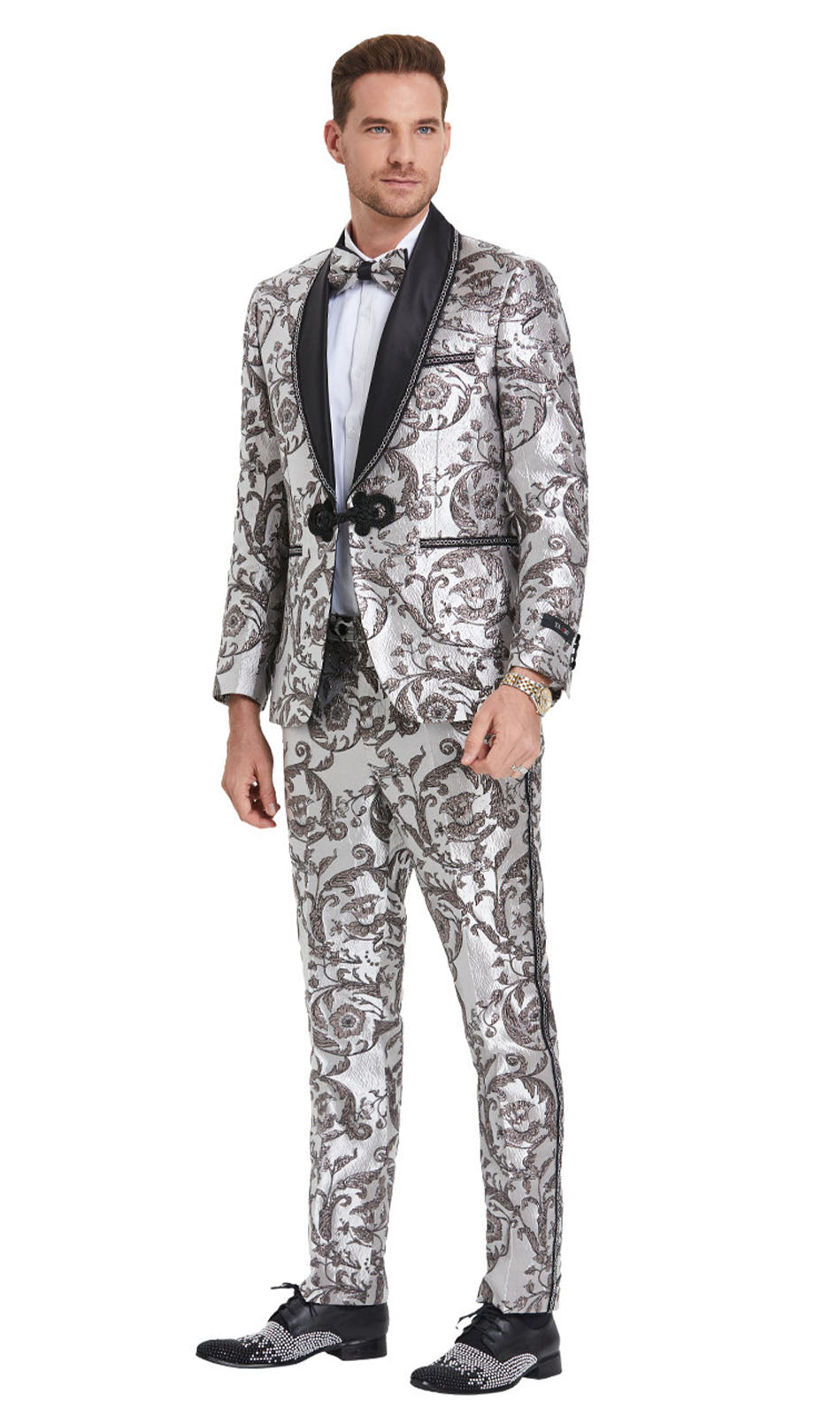 Tazzio M387SK-SIL Mens Suit
