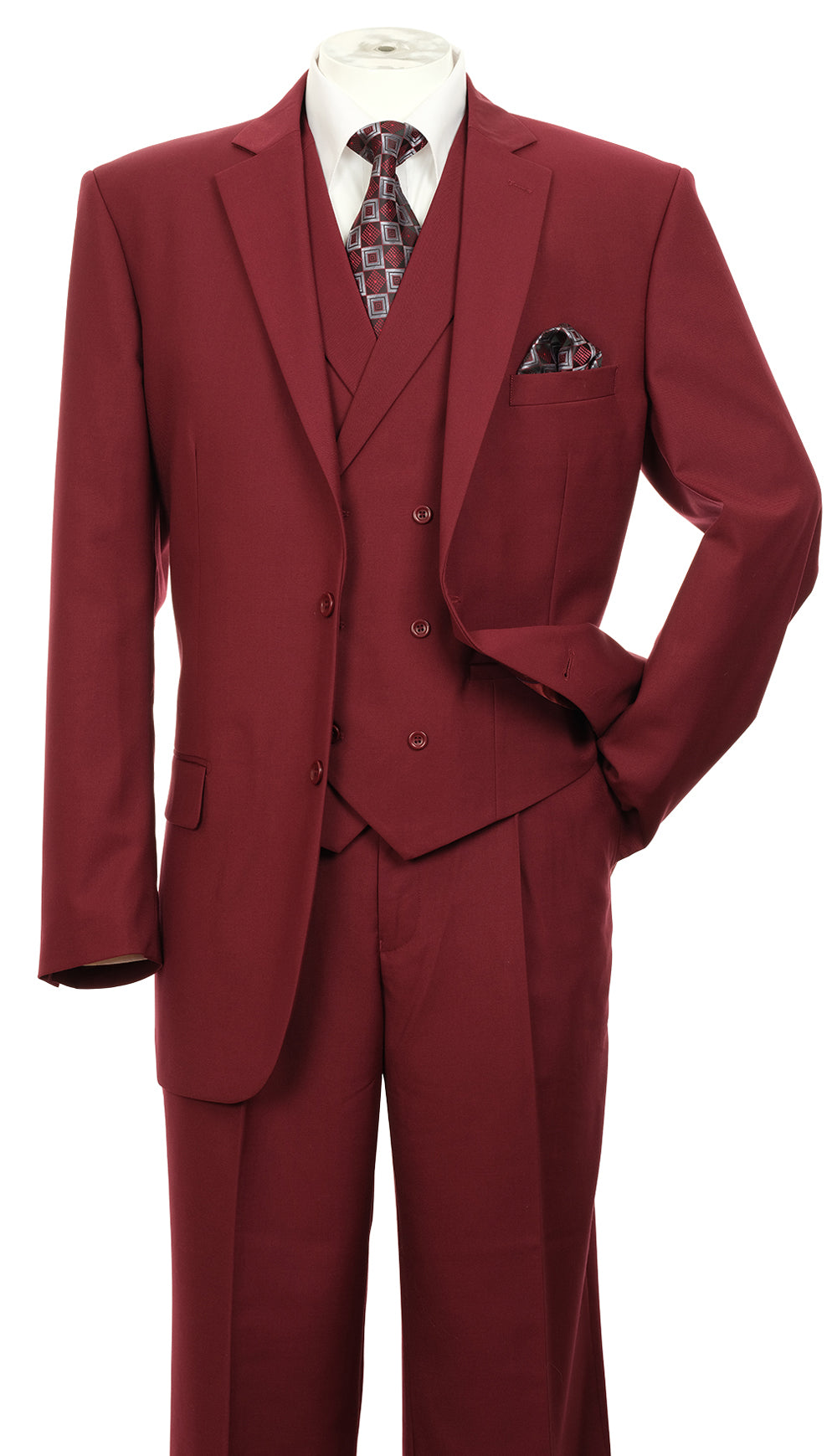 Milano Moda 5702v9-BUR Mens Suit