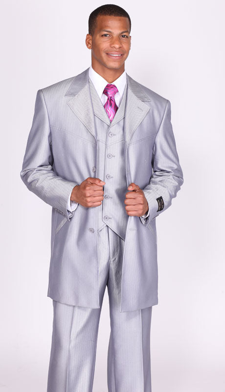Milano Moda 2912V-SIL Mens Suit