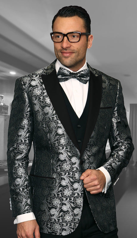 Statement Bellagio-4-BLK Mens Suit