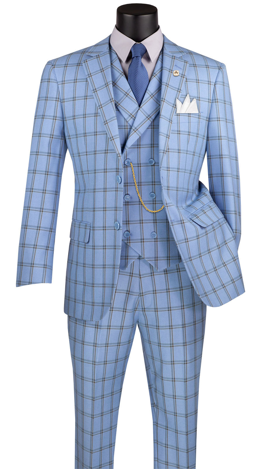 Vinci MV2W-4-LTBLU Mens Suit