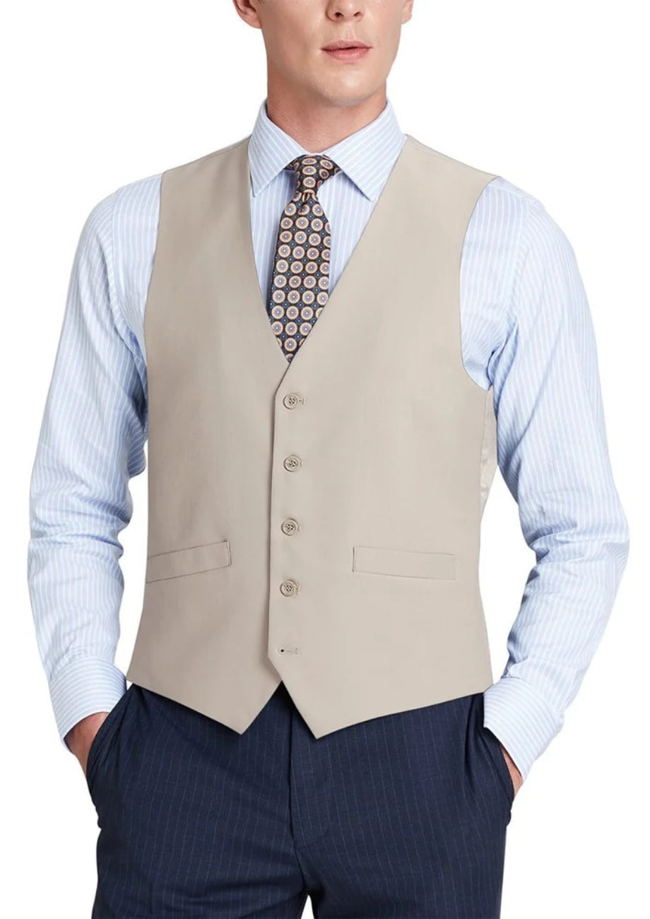 Renoir Mens Vest 201-3-BEIGE ( Classic Fit Suit Separate Vest )