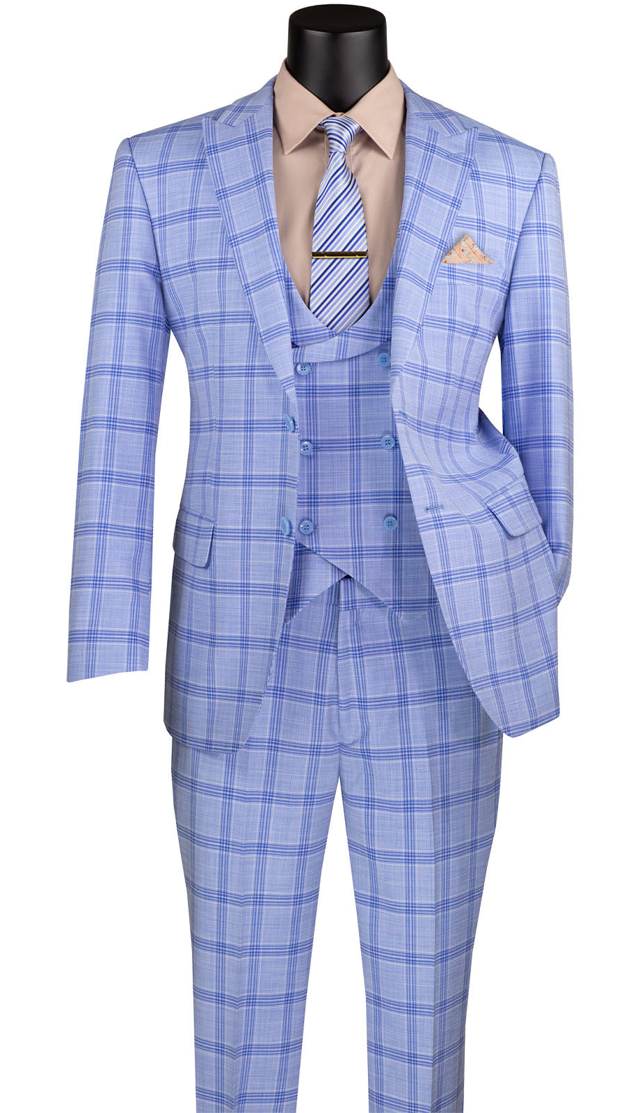 Vinci MV2W-5-LTBLU Mens Suit