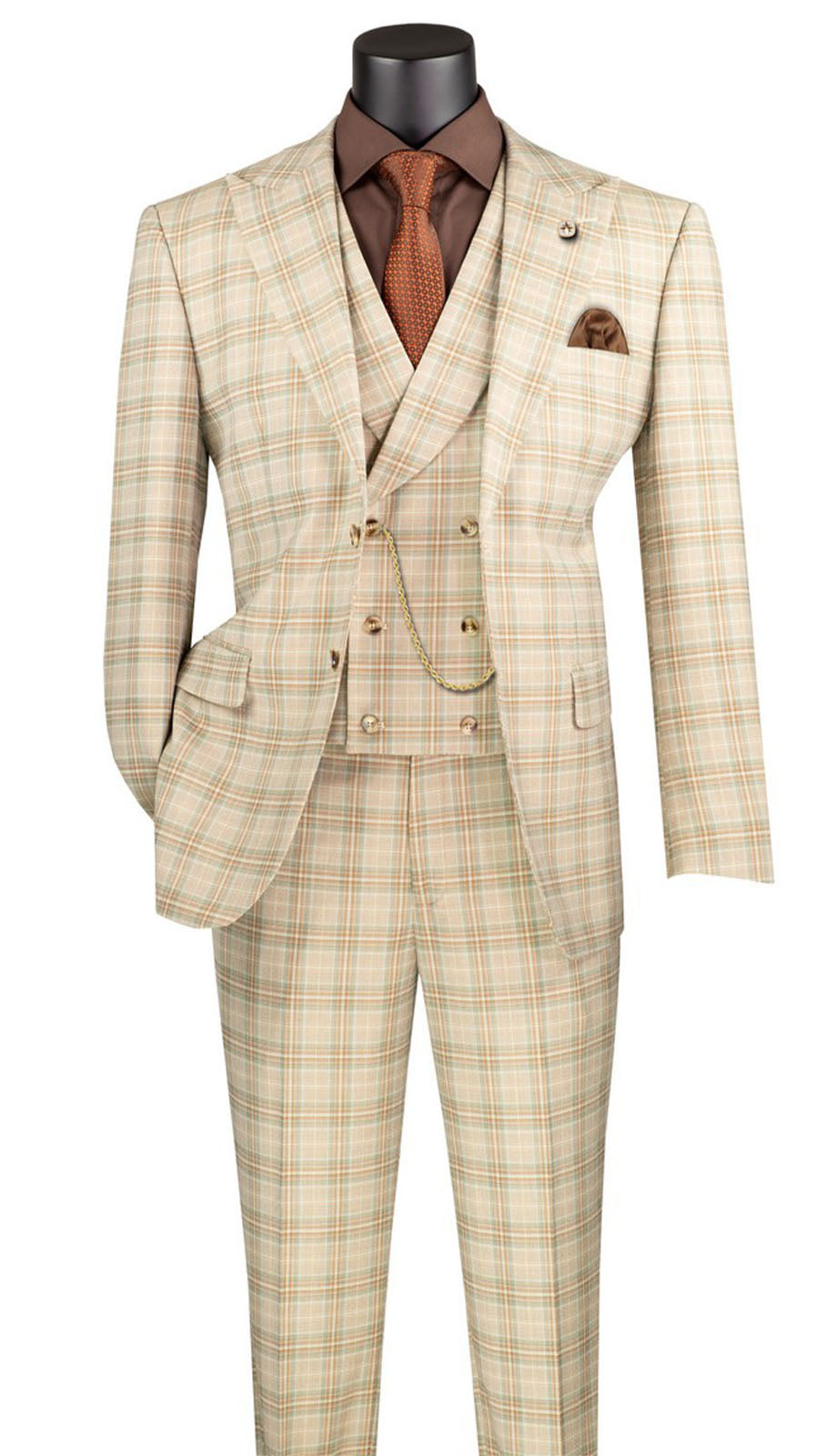 Vinci MV2W-3-KHA Mens Suit