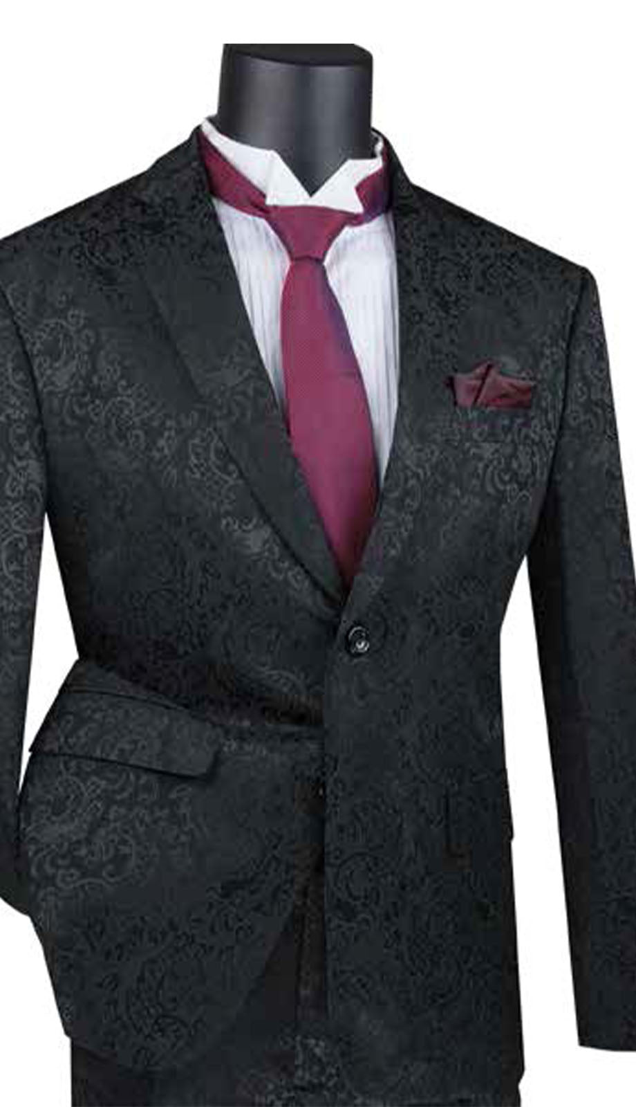 Vinci S2F-1-BLK Mens Suit