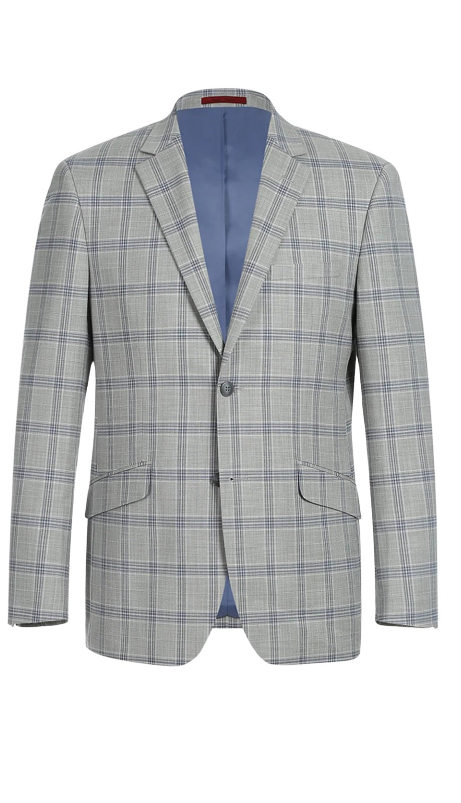 Renoir Men's Suit 293-15-LT-GRY (Slim Fit Notch Lapels Light Gray Check Suits)