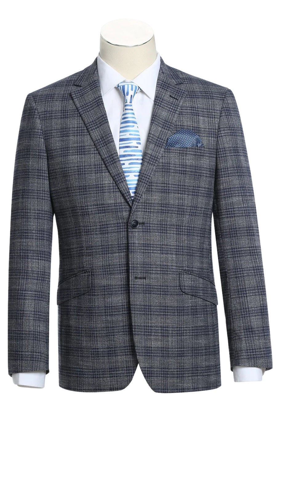 Renoir 294-13 Men's Slim Fit Stretch Checked Blazer