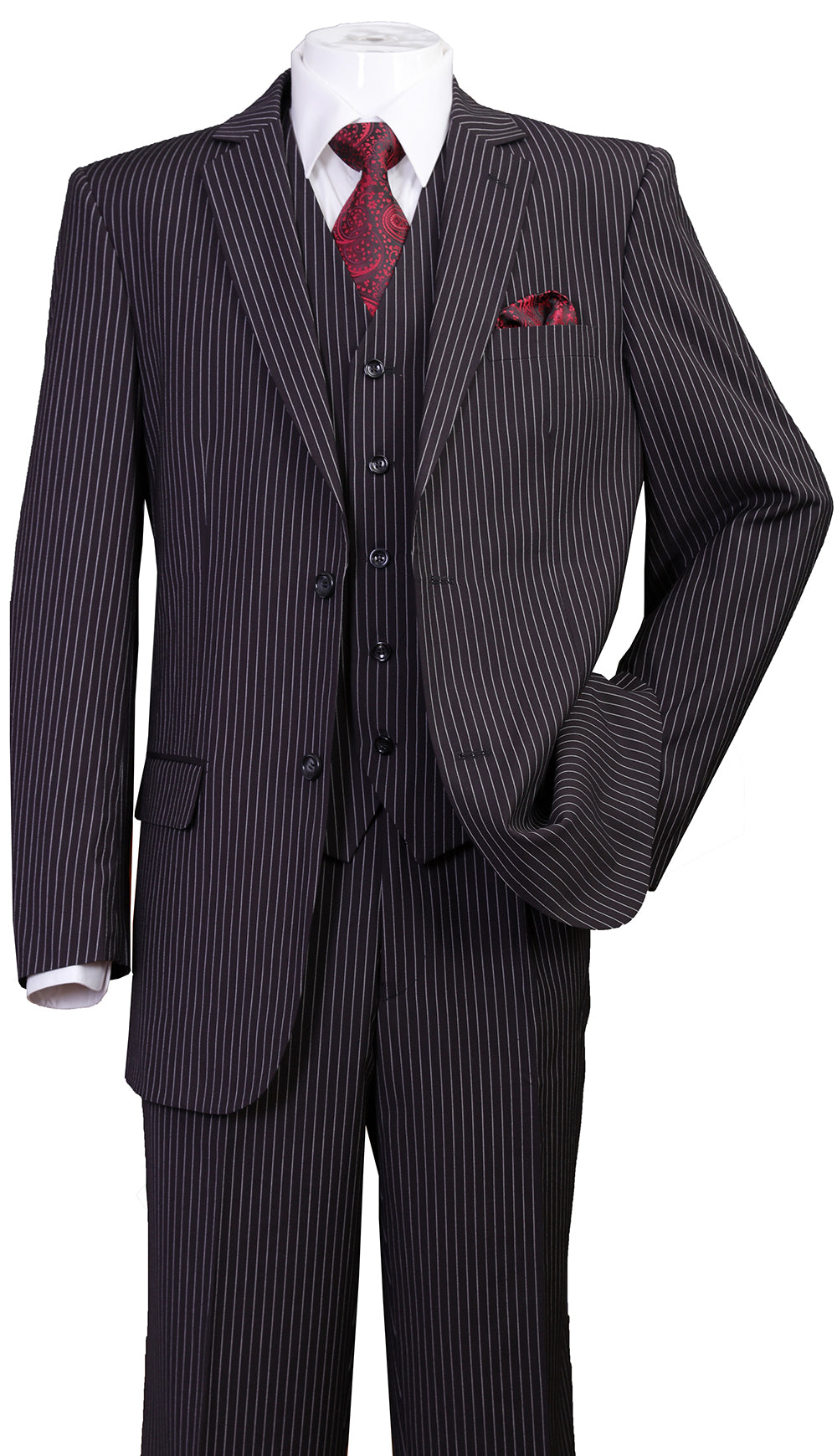 Milano Moda 5702v8-BK Mens Suit