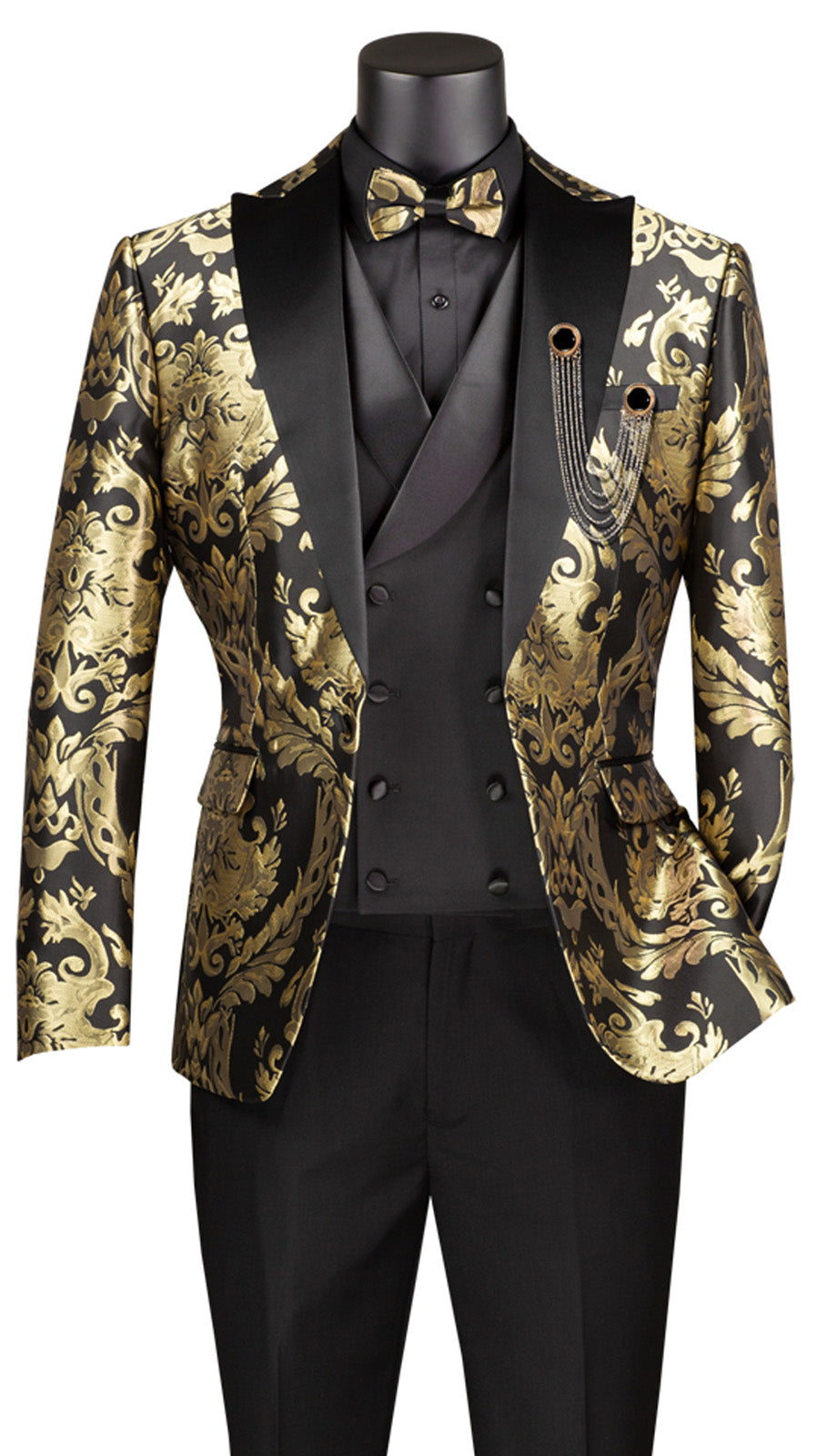 Vinci MVJQ-1-BLK Mens Suit