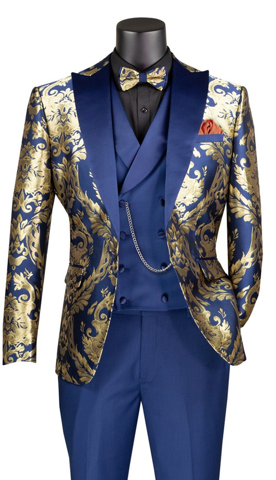 Vinci MVJQ-1-NVY Mens Suit