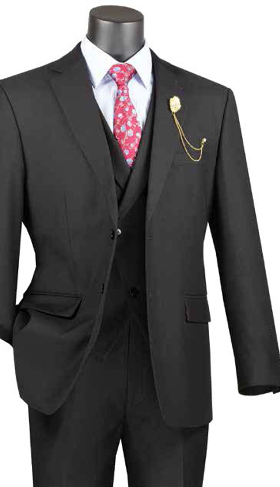 Vinci MV2TR-BLK Mens Suit