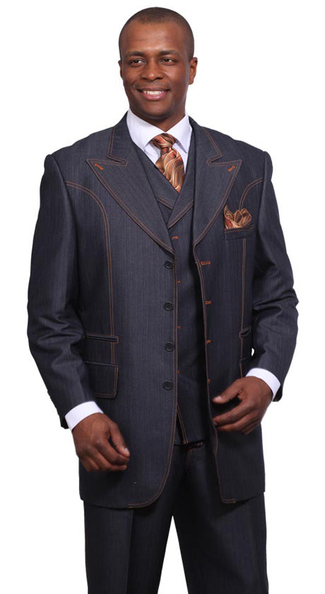 Milano Moda 5608BLU Mens Suit