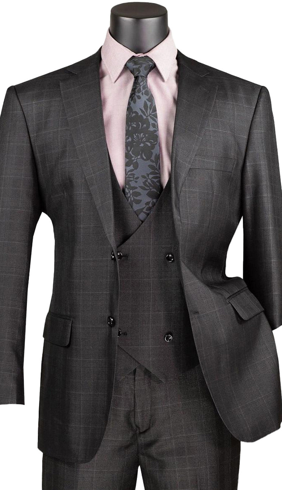 Vinci V2RW-7-BLK Mens Suit