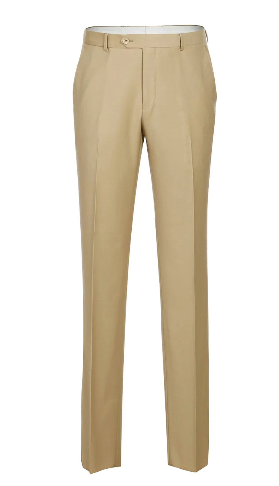 Renoir Mens Pants 508-4-TAN ( Regular Fit Flat Front Wool Suit Pant )