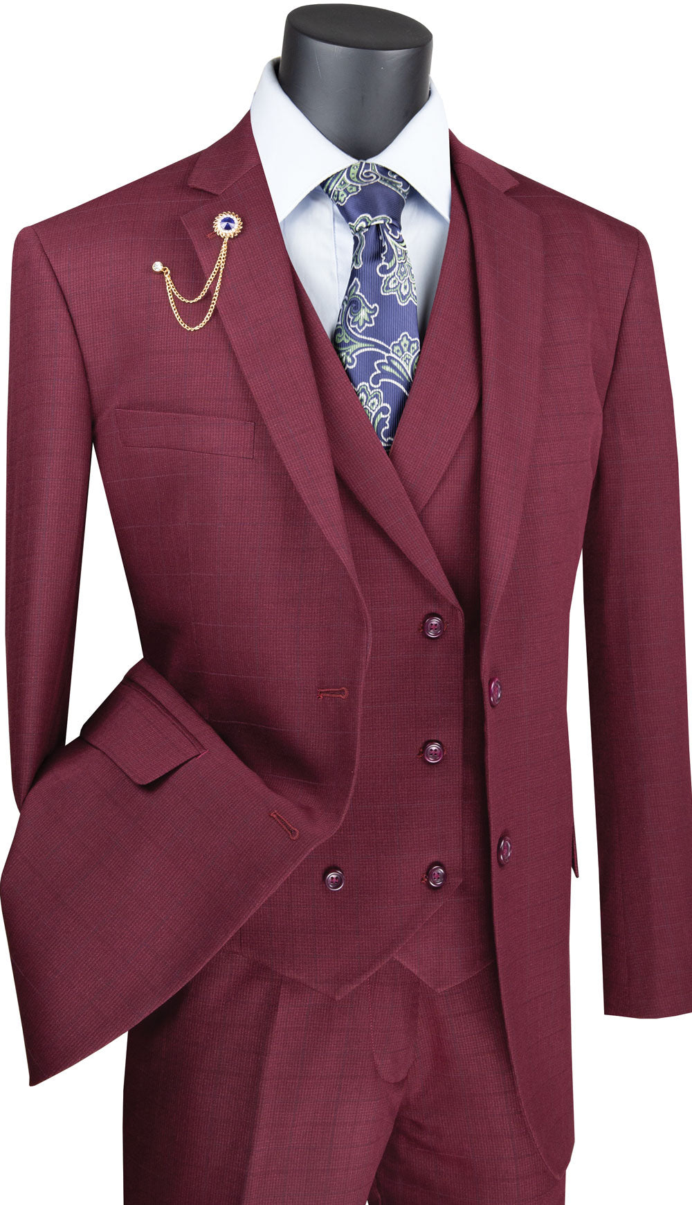 Vinci V2RW-13-BUR Mens Suit