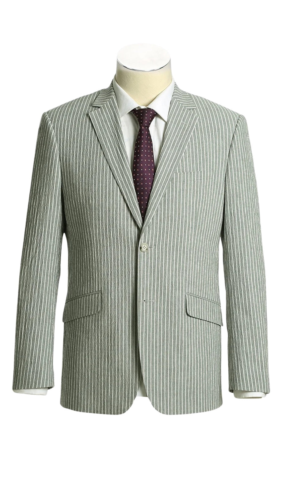 Renoir Men's Suit 611-1-GRAY (Slim Fit Notch Lapels Gray Stripe Cotton Suits)