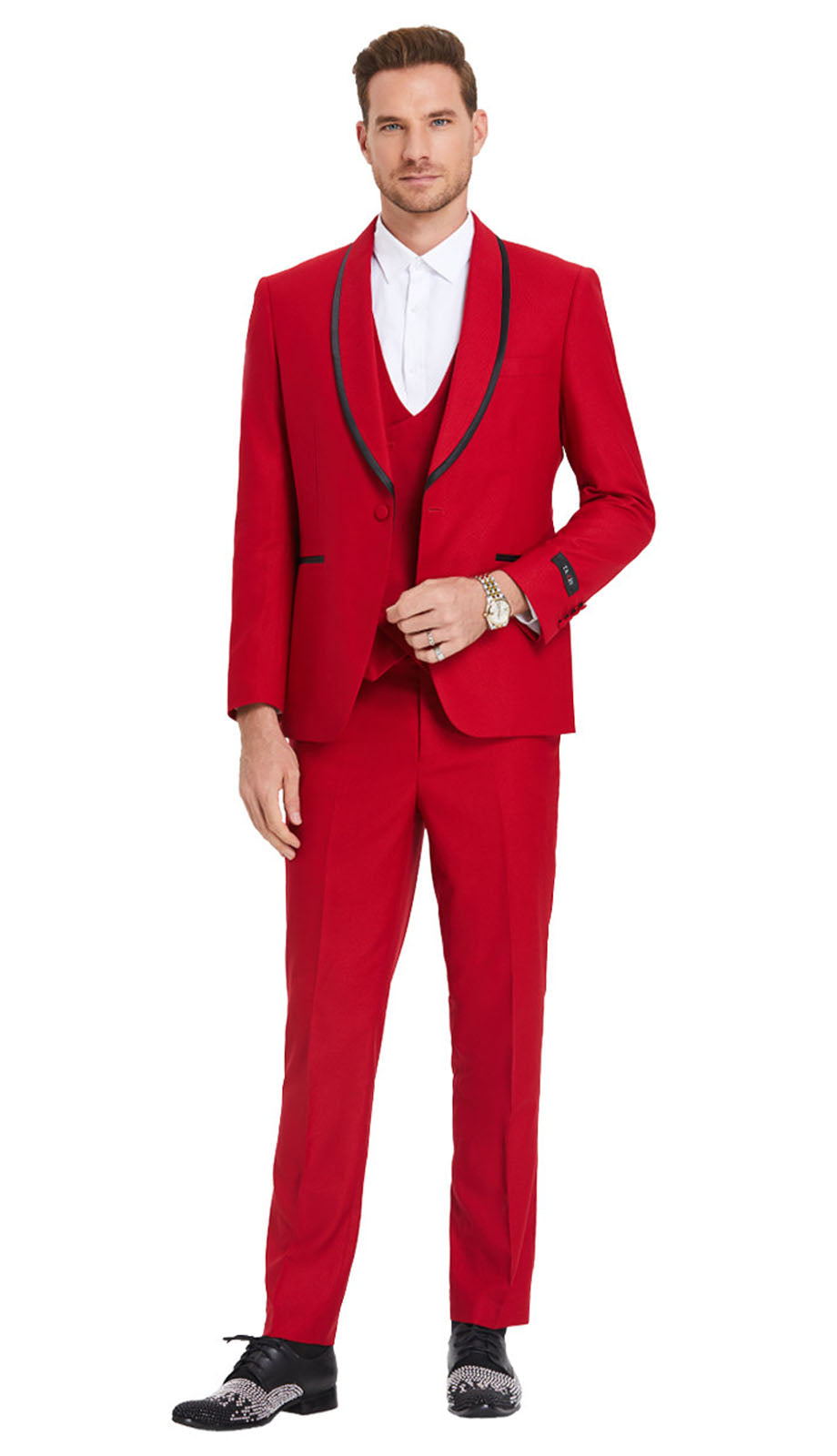 Tazzio M352SK-RED Mens Tuxedo