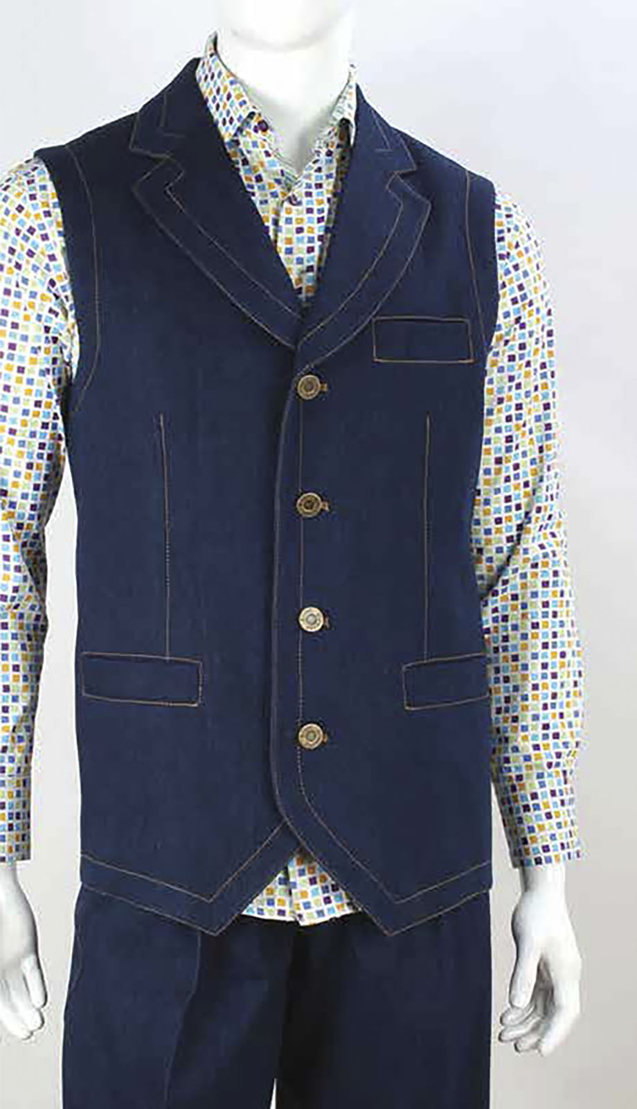 Iconic JVS-3-BLU Vest Set Mens Suit