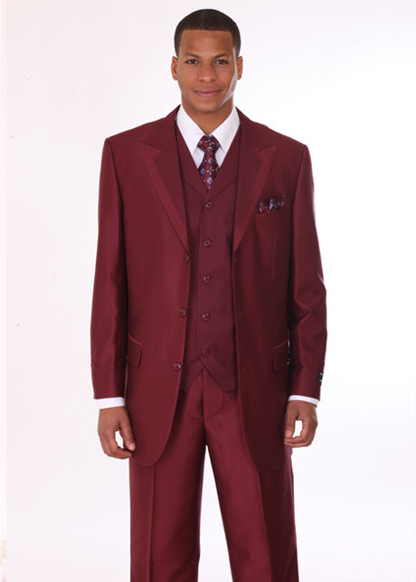 Milano Moda 5907V-BUR Mens Suit