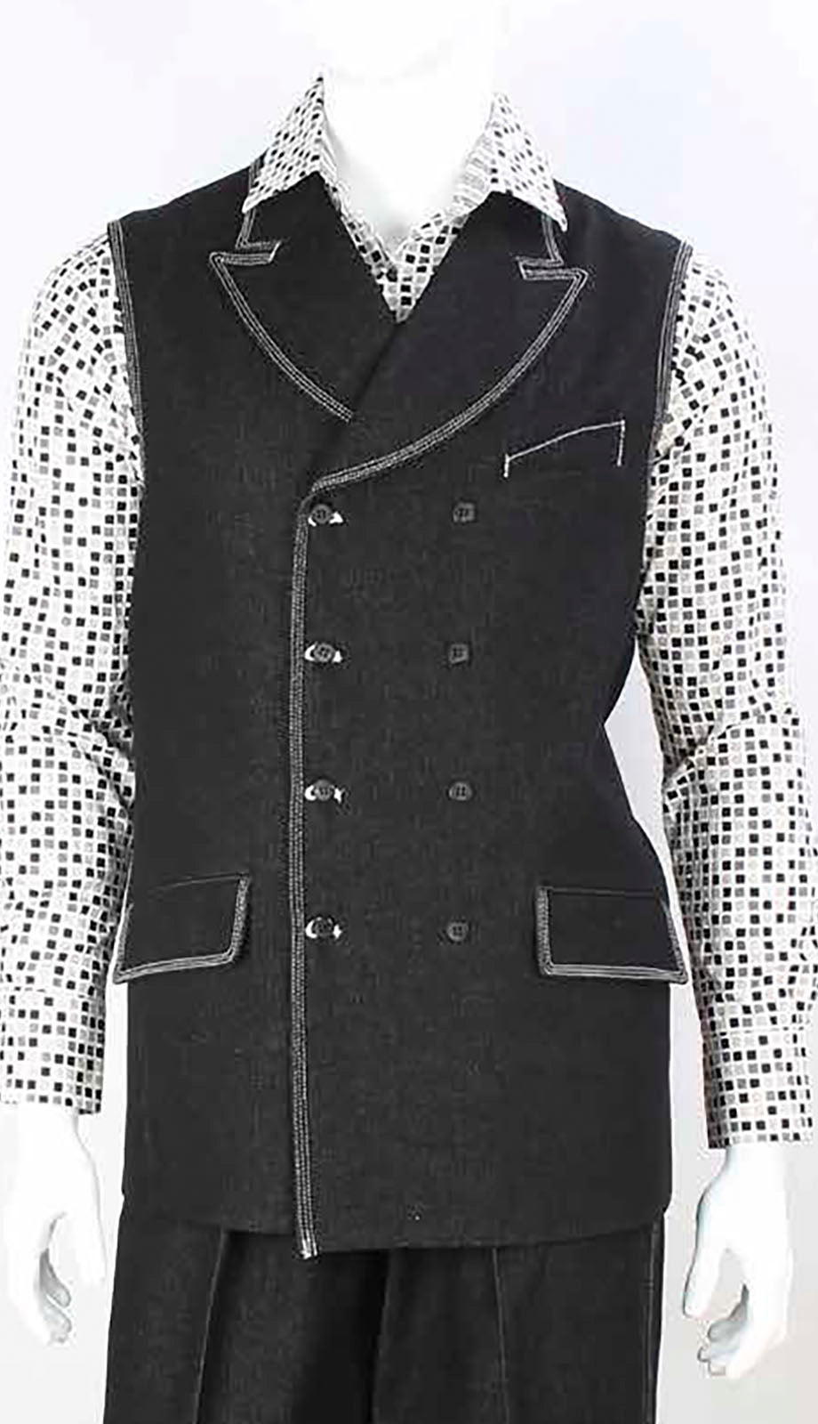 Iconic JVS-2-BLK Vest Set Mens Suit