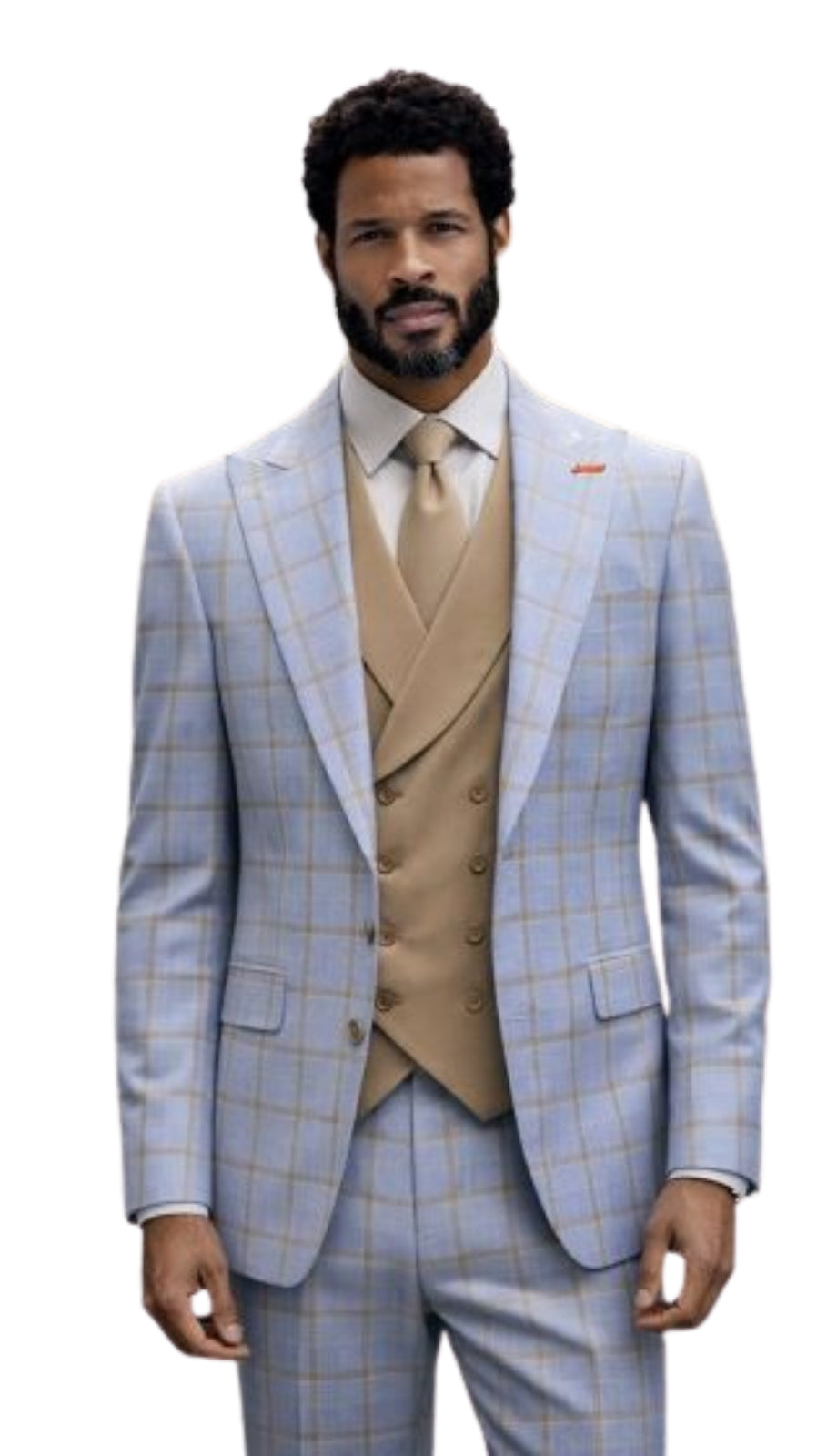 Statement ANGEL-STEEL-BLUE-3PC Mens Suit