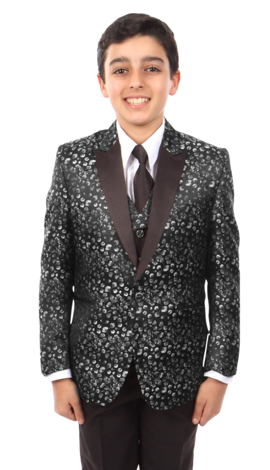 Tazzio B382-01-BLK Boys Suit