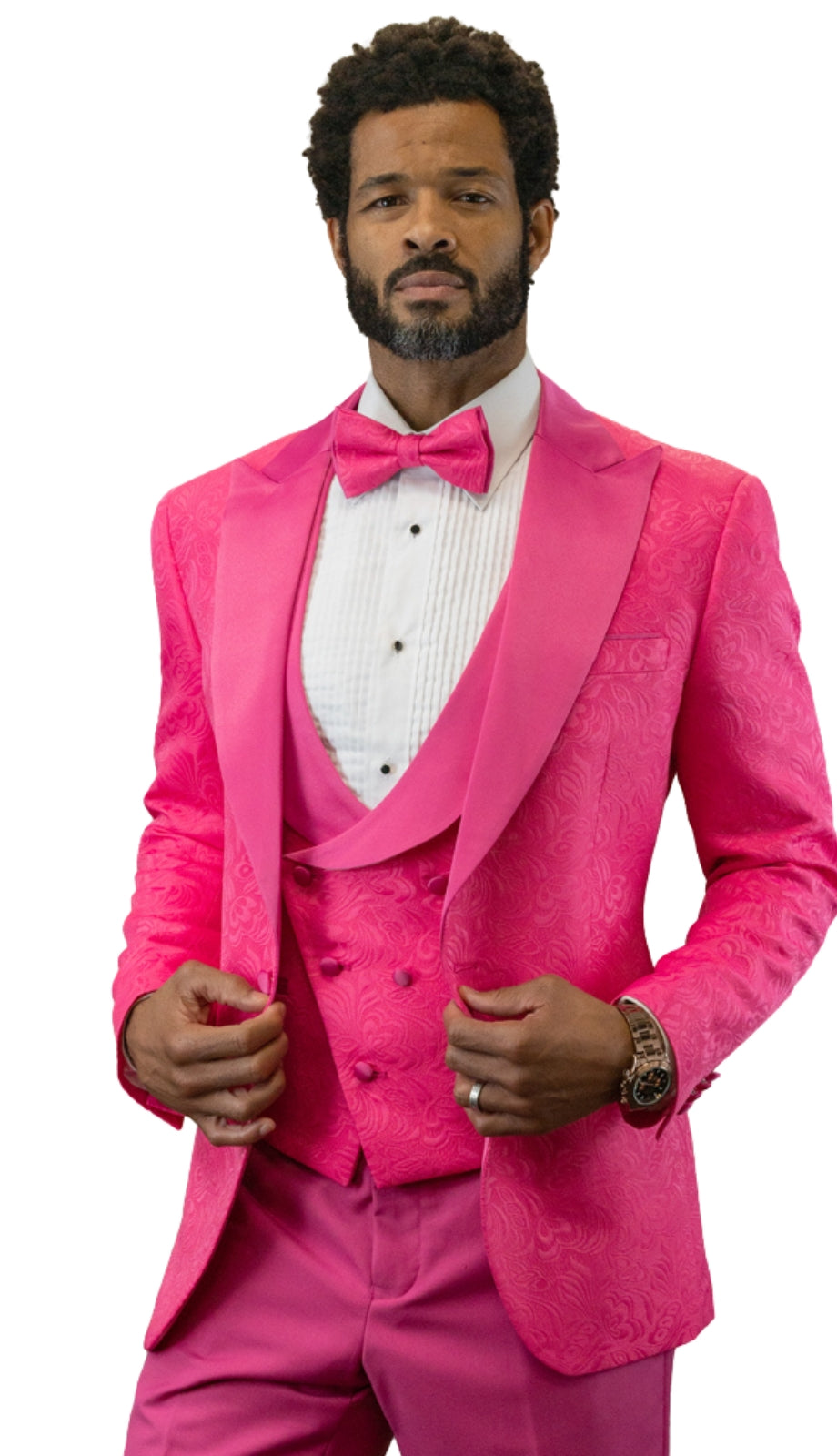 Statement BELLAGIO-15 PINK-3PC Mens Suit