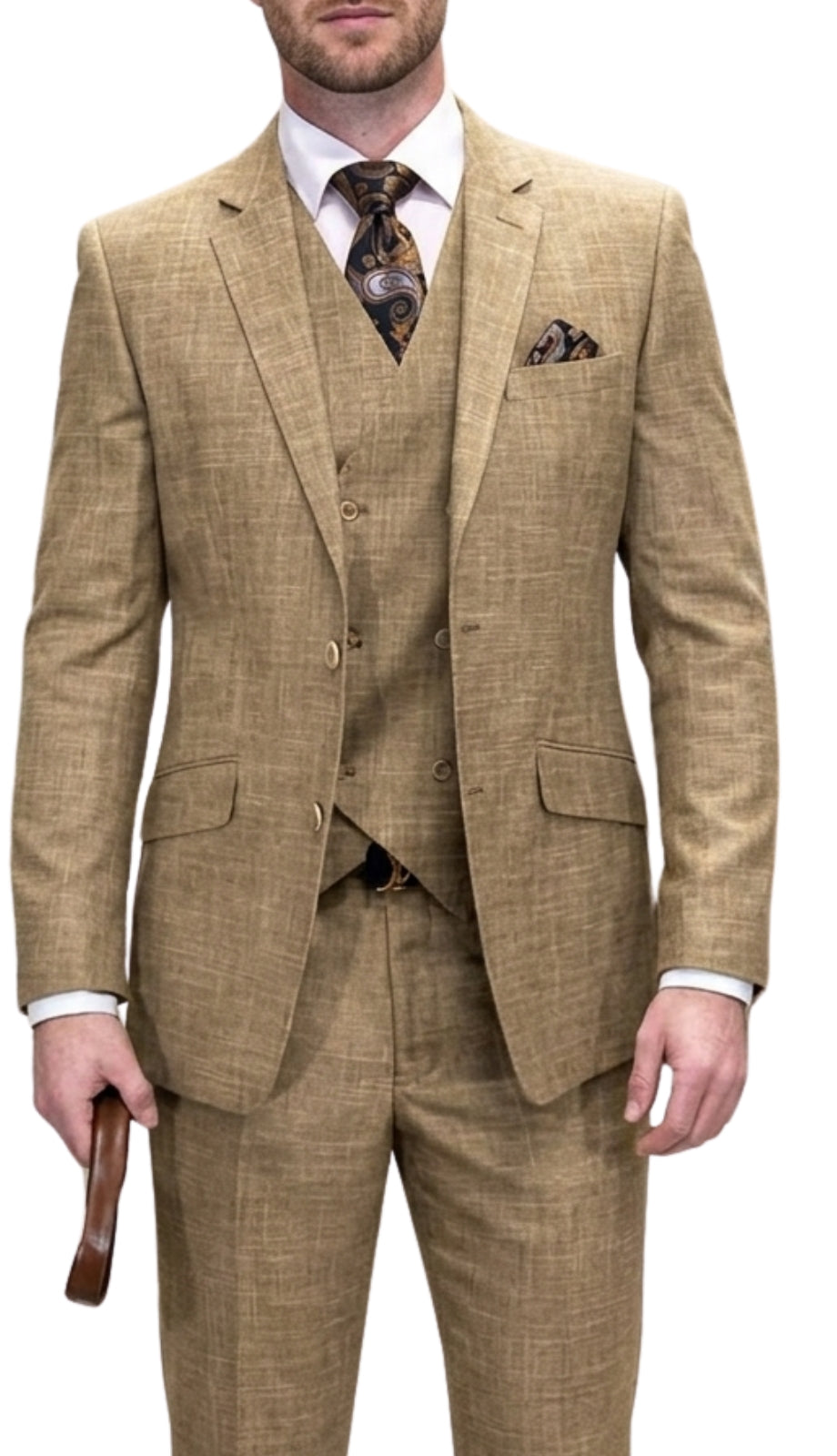Statement CARNELI-CAMEL-3PC Mens Suit