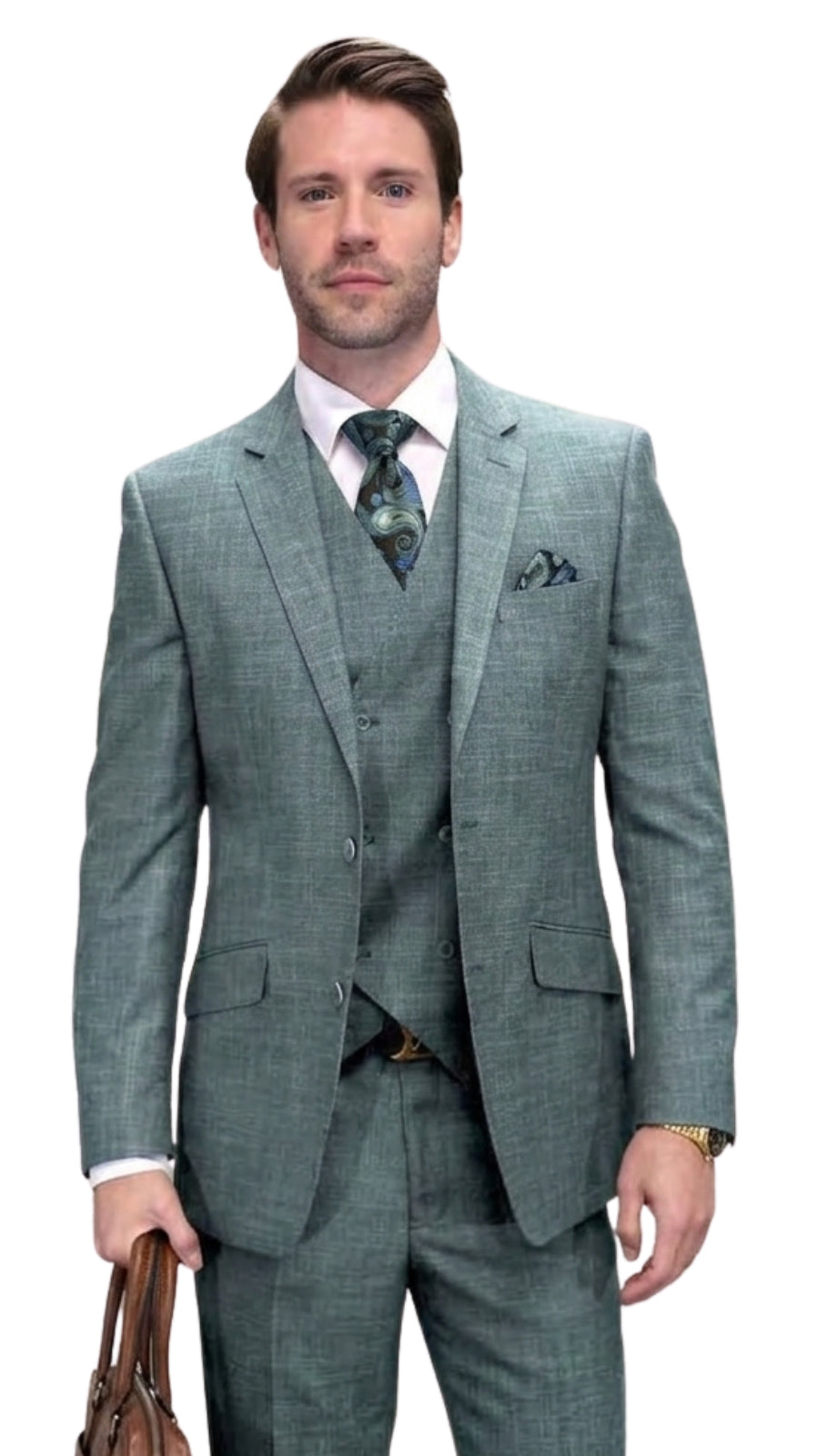 Statement CARNELI-SAGE-3PC Mens Suit