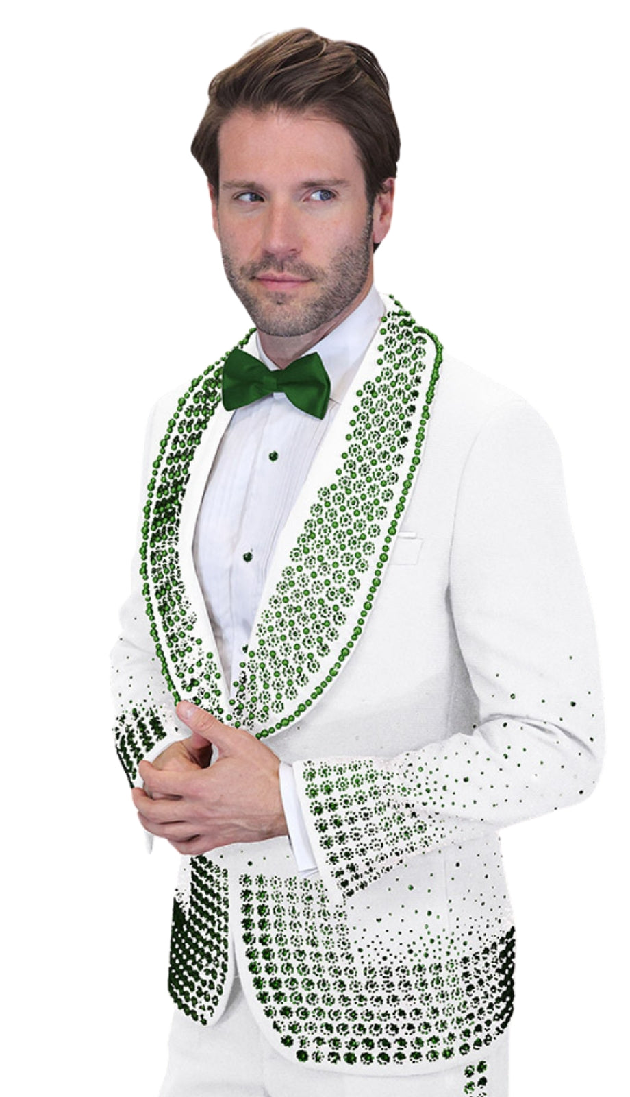 Statement ELEGANT-WHITE-GREEN Mens Suit