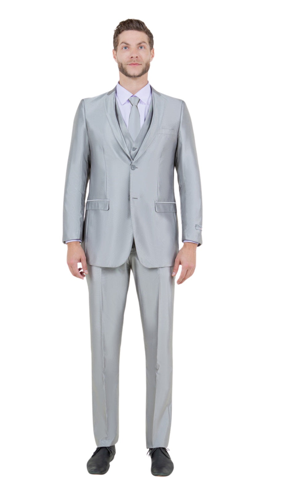 TAZZIO M163S-06-SILVER Mens Suit