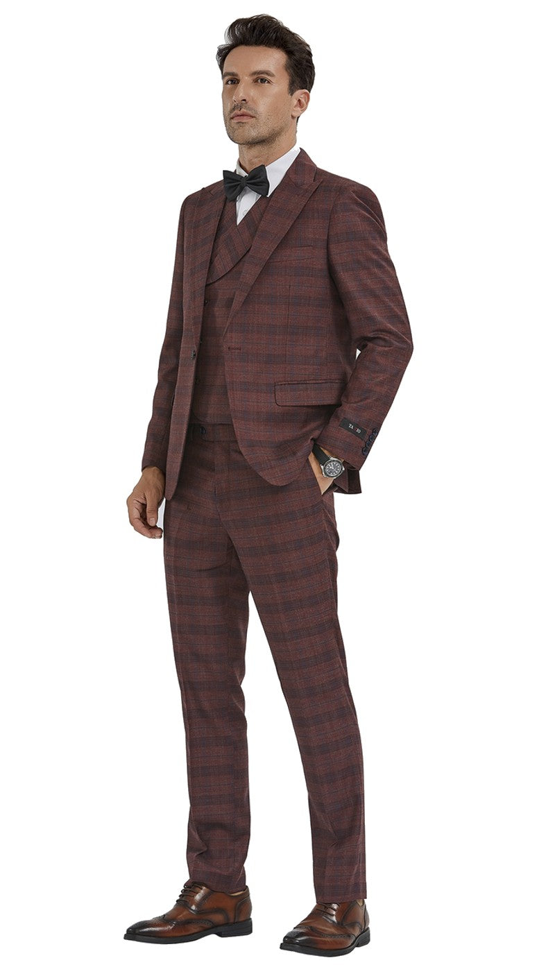 Tazzio M354SK-02-BURG Mens Suit