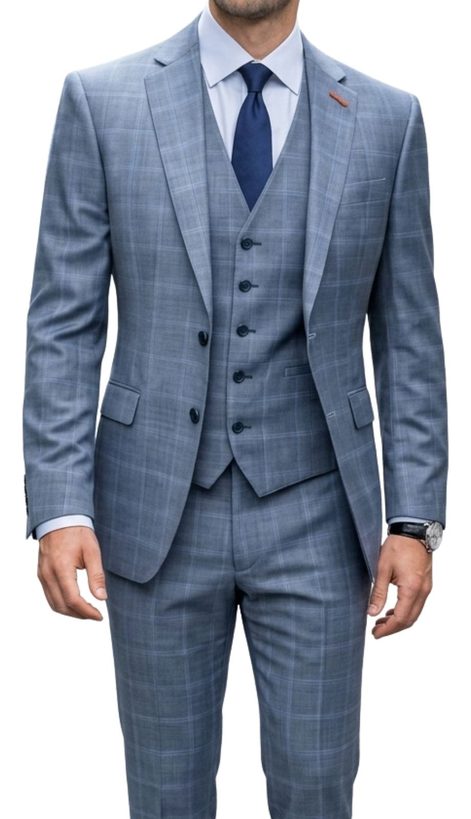 Statement MATEO-STEEL-BLUE-3PC Mens Suit