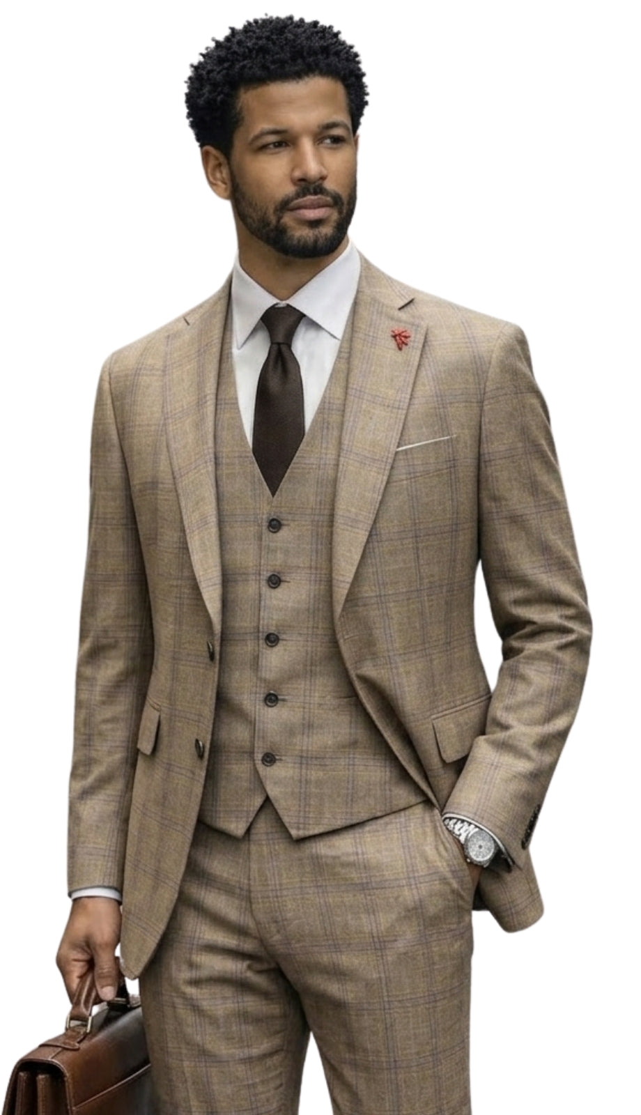 Statement PAGNOLI-TAN-3PC Mens Suit