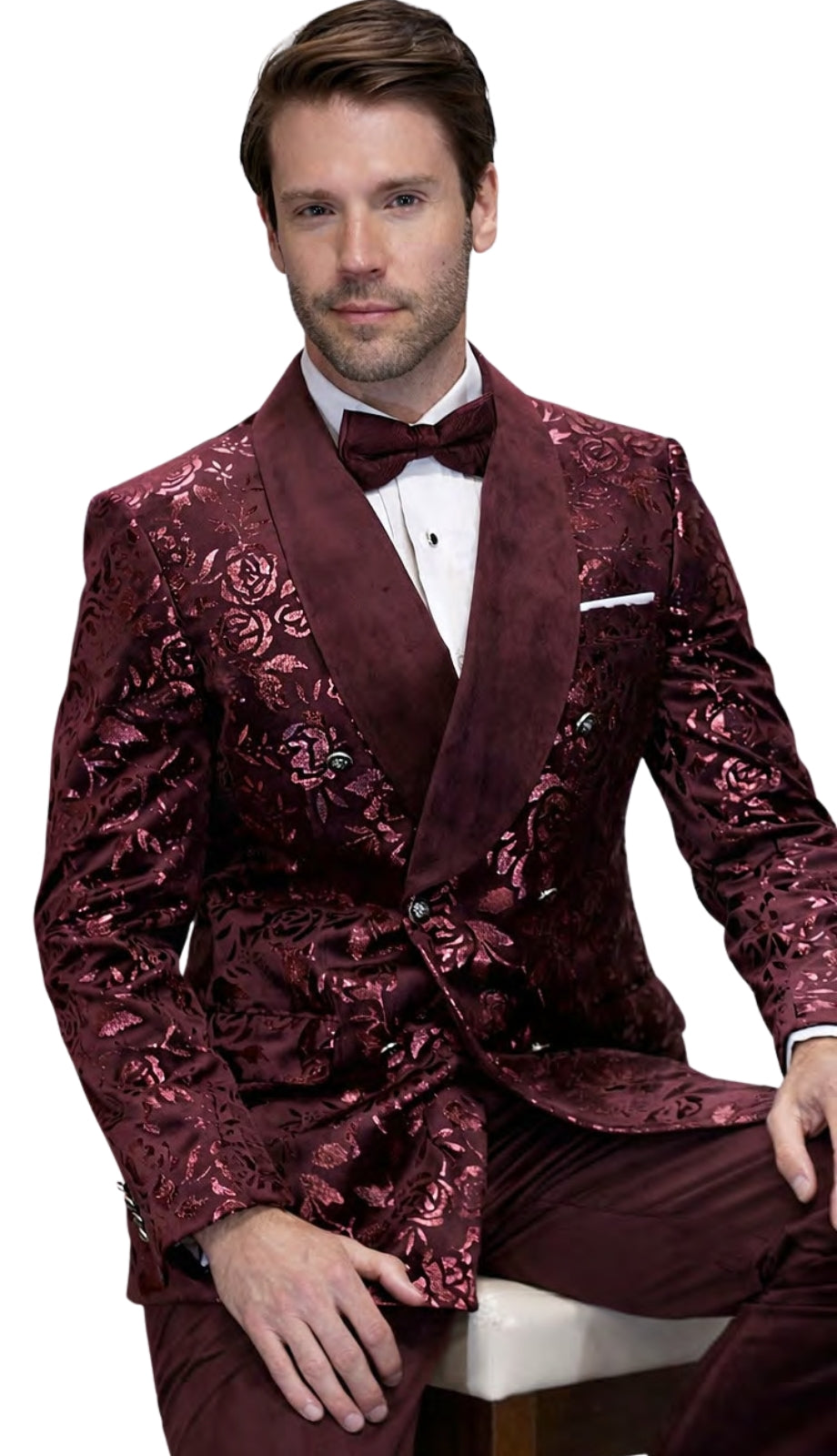Statement RENESANSE-BURGUNDY Mens Suit