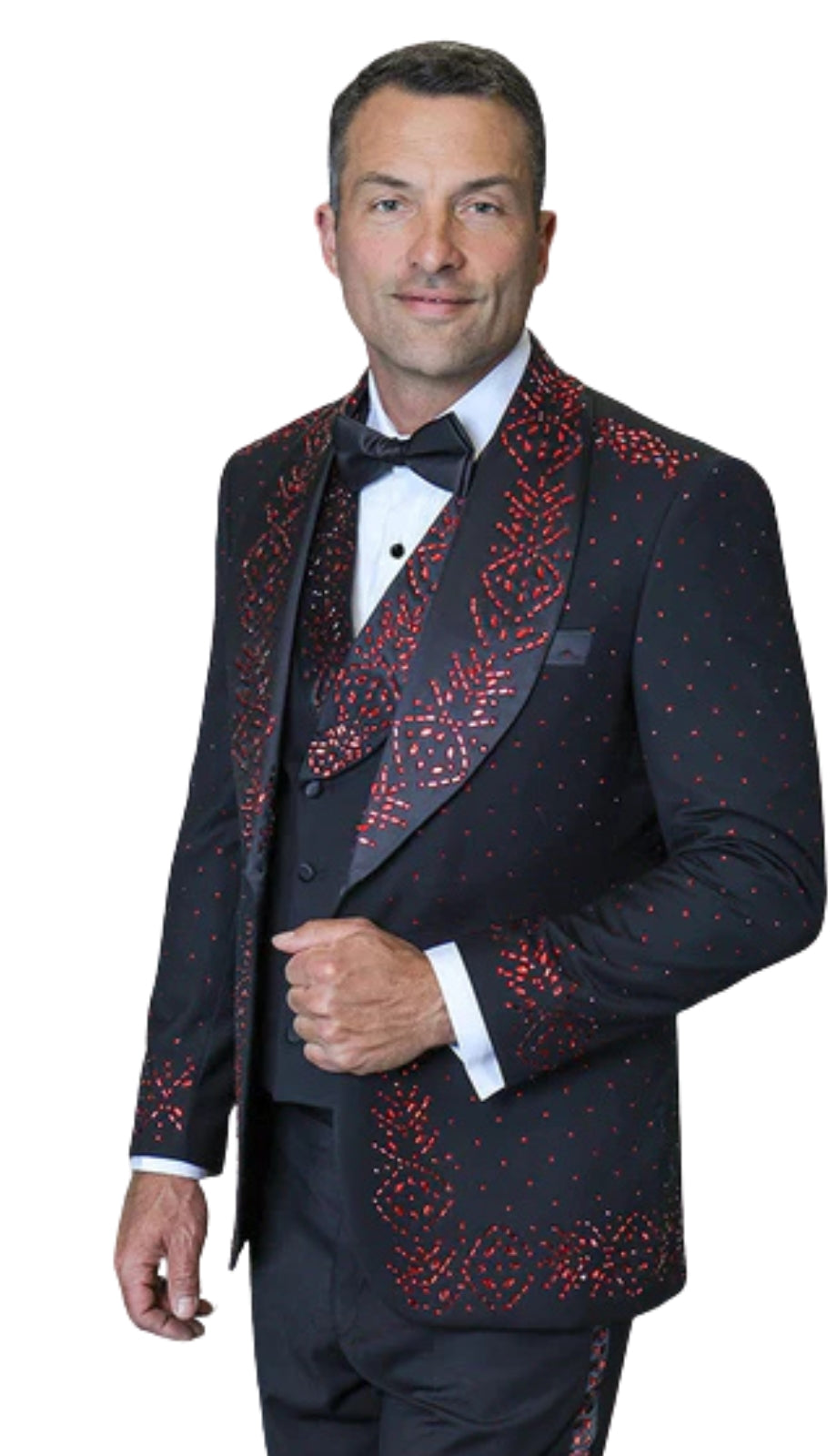 Statement ROBERTO-BLACK-RED Mens Suit
