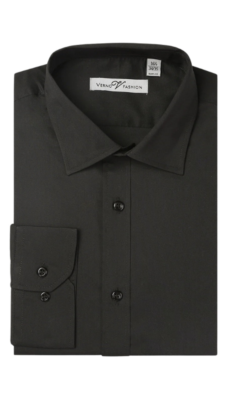 Renoir Mens Shirt TCS22-BLK ( Slim Fit Long Sleeve Stretch Dress Shirt )